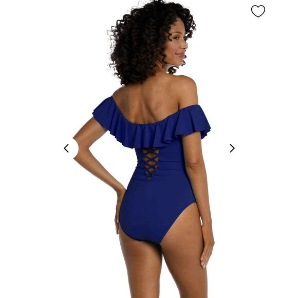 NWT La Blanca Island Goddess Off The Shoulder Ruffled One Piece Swimsuit 8 Beach - Picture 4 of 12